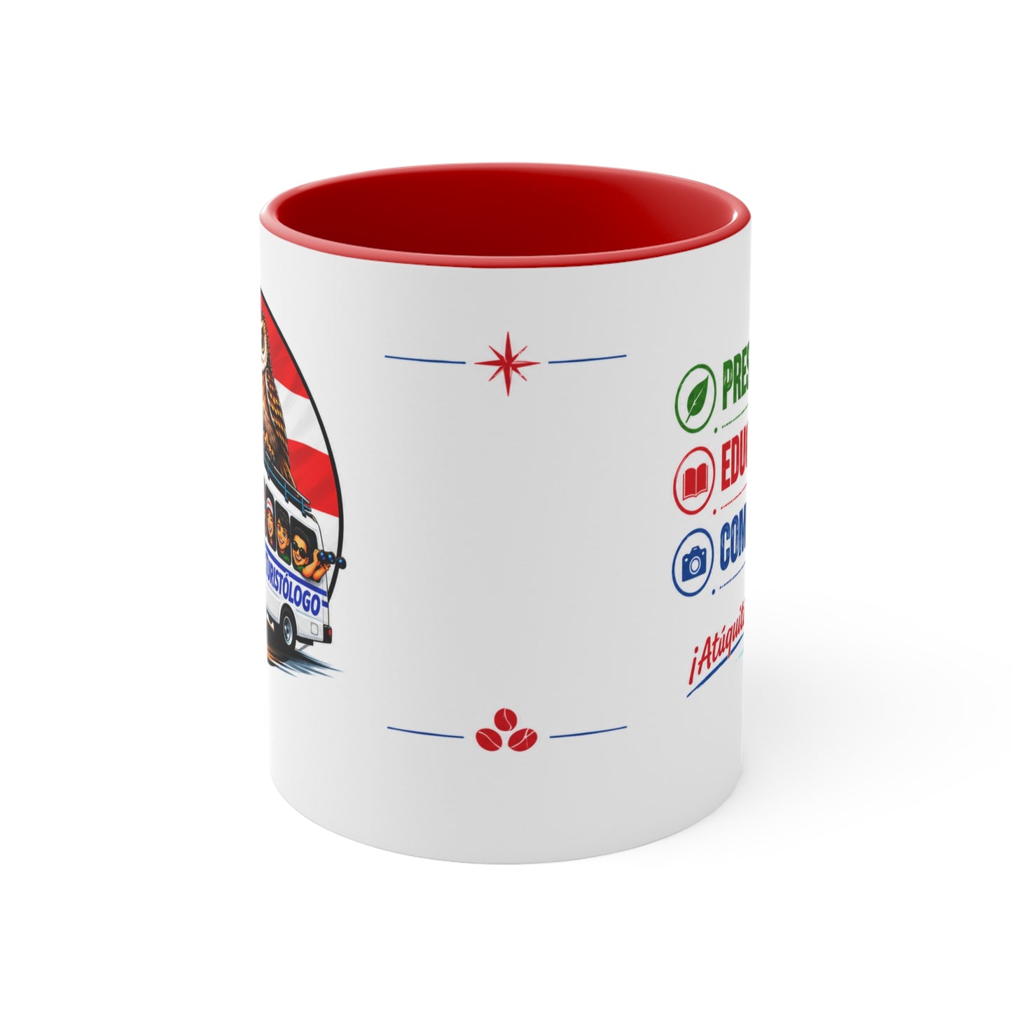 Accent Mug — Puerto Rico El Turisologo Van Design (Owl & Flag)