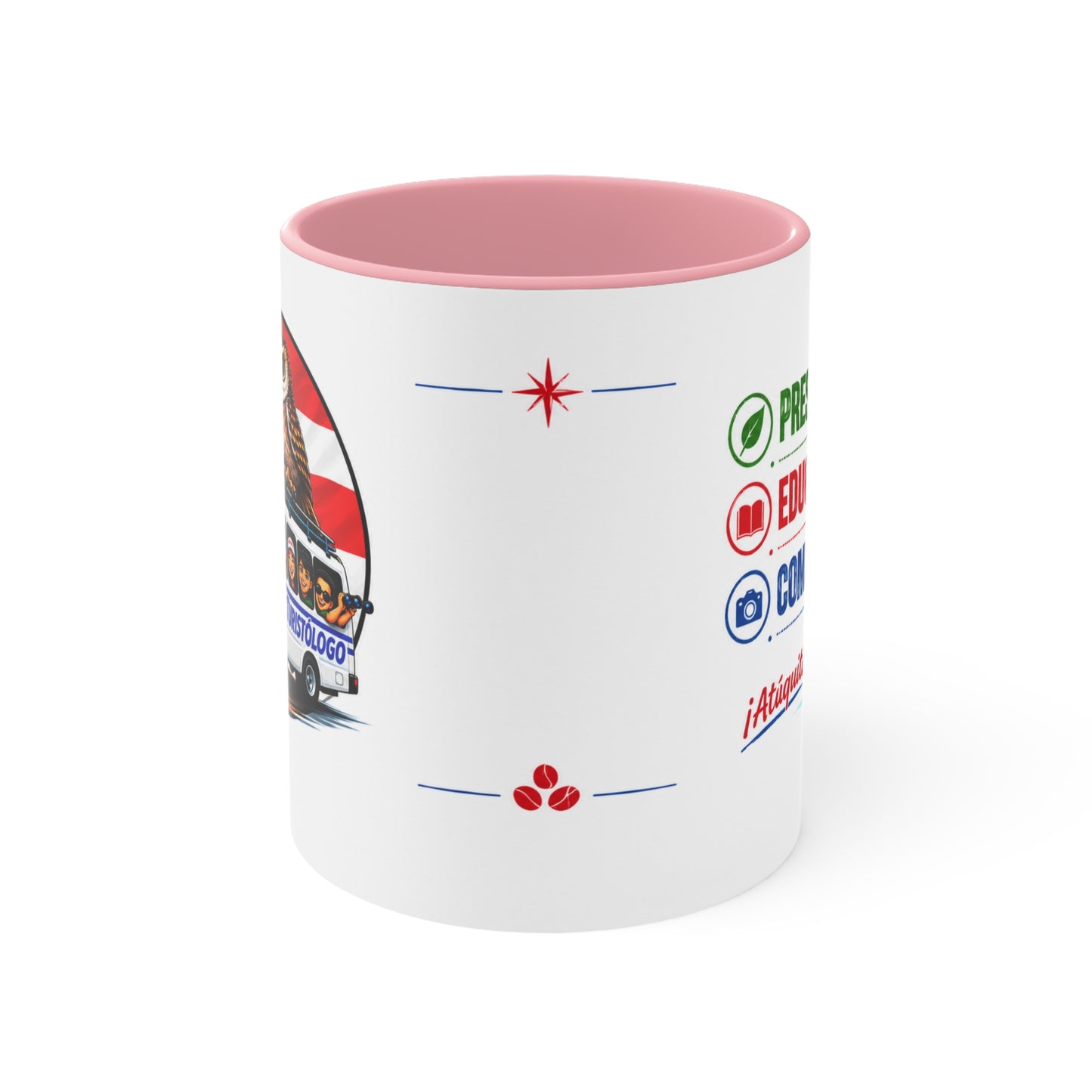 Accent Mug — Puerto Rico El Turisologo Van Design (Owl & Flag)