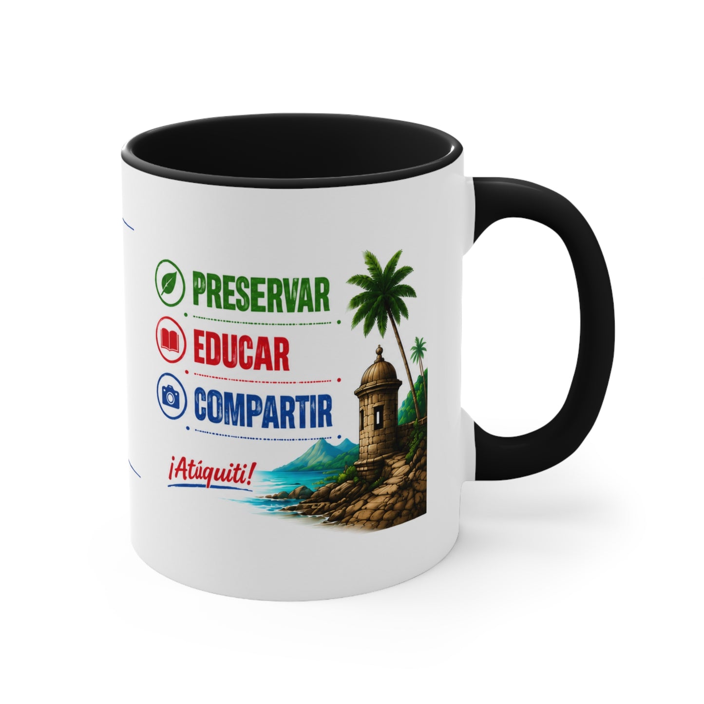 Accent Mug — Puerto Rico El Turisologo Van Design (Owl & Flag)