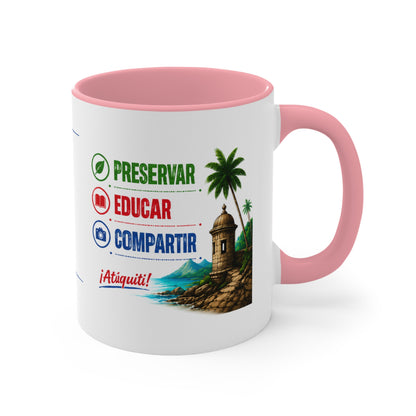 Accent Mug — Puerto Rico El Turisologo Van Design (Owl & Flag)