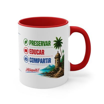 Accent Mug — Puerto Rico El Turisologo Van Design (Owl & Flag)